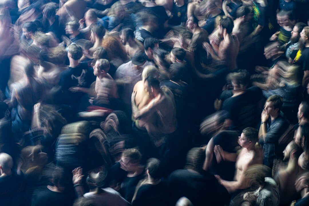 crowd arguing about politics