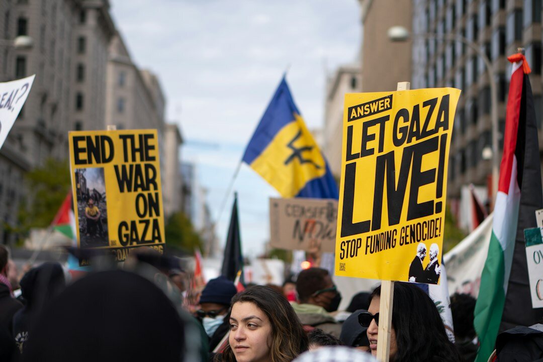 protest march with signs